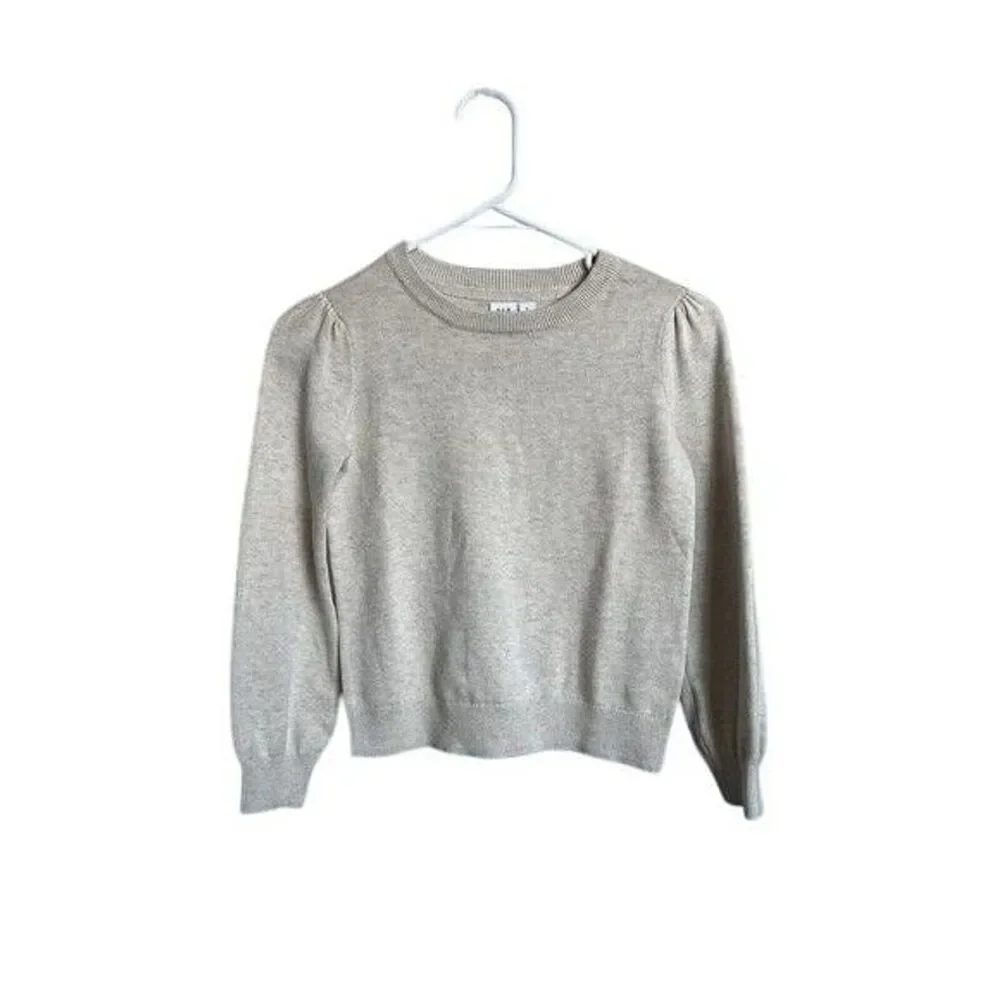 Gap Kids Beige Puff Sleeve Crewneck Sweater M (8) Cotton Blend Casual Girls Top